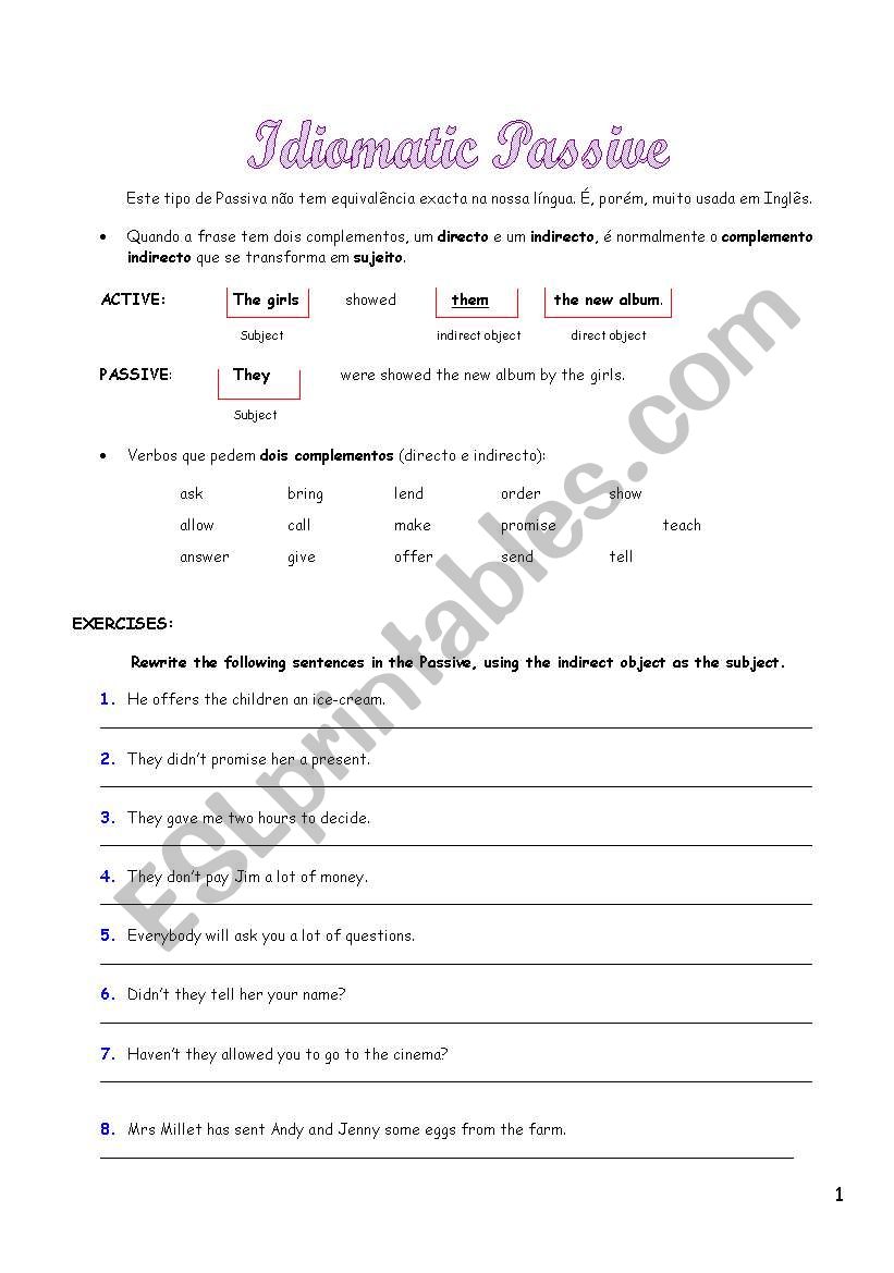 Idiomatic Passive worksheet