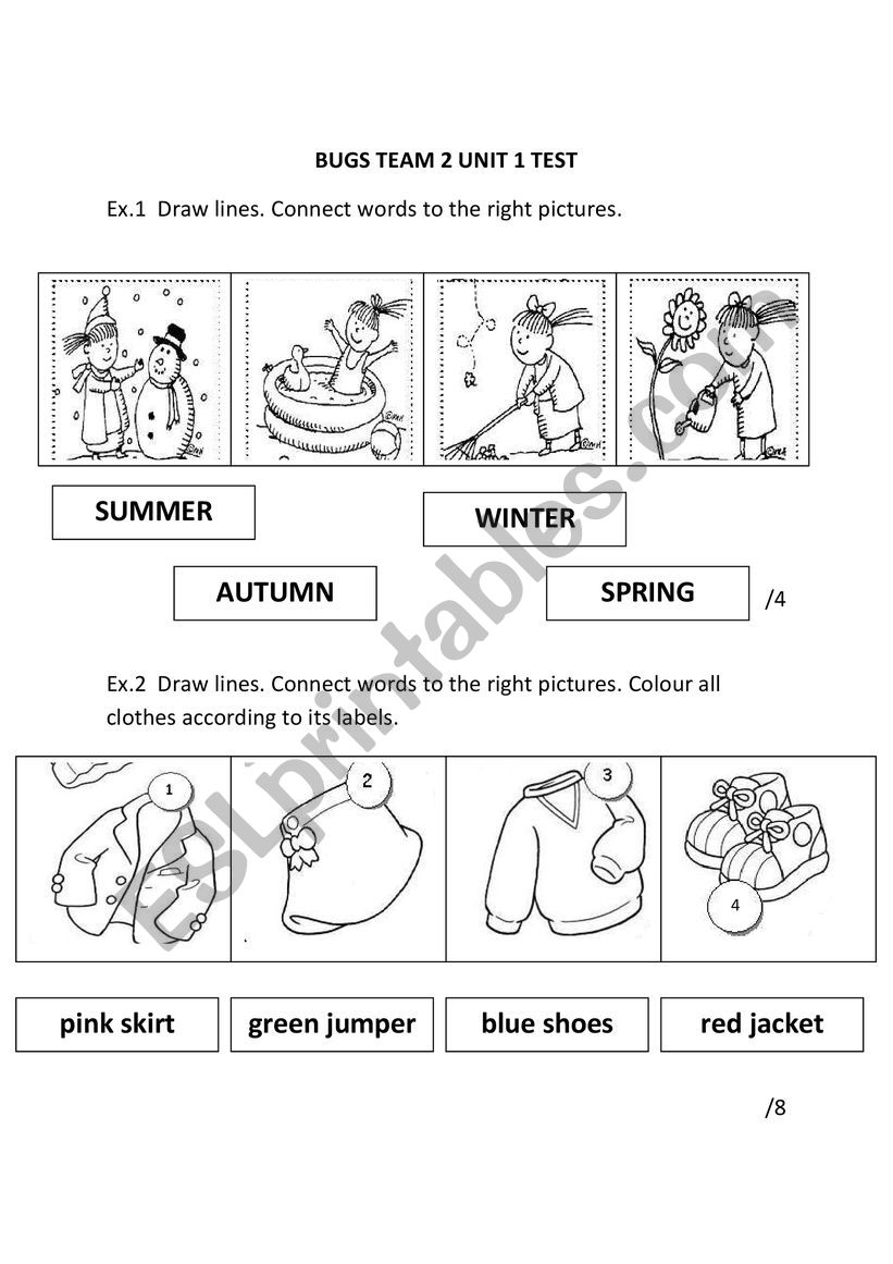 Clothes and seasons worksheet worksheet