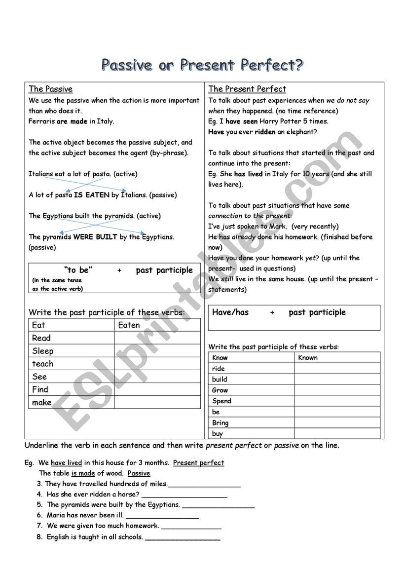 Passive or Present Perfect? worksheet