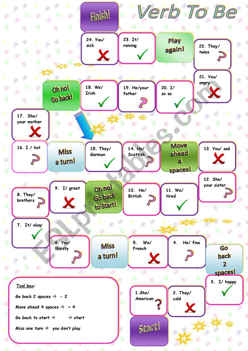 Verb to be boardgame worksheet