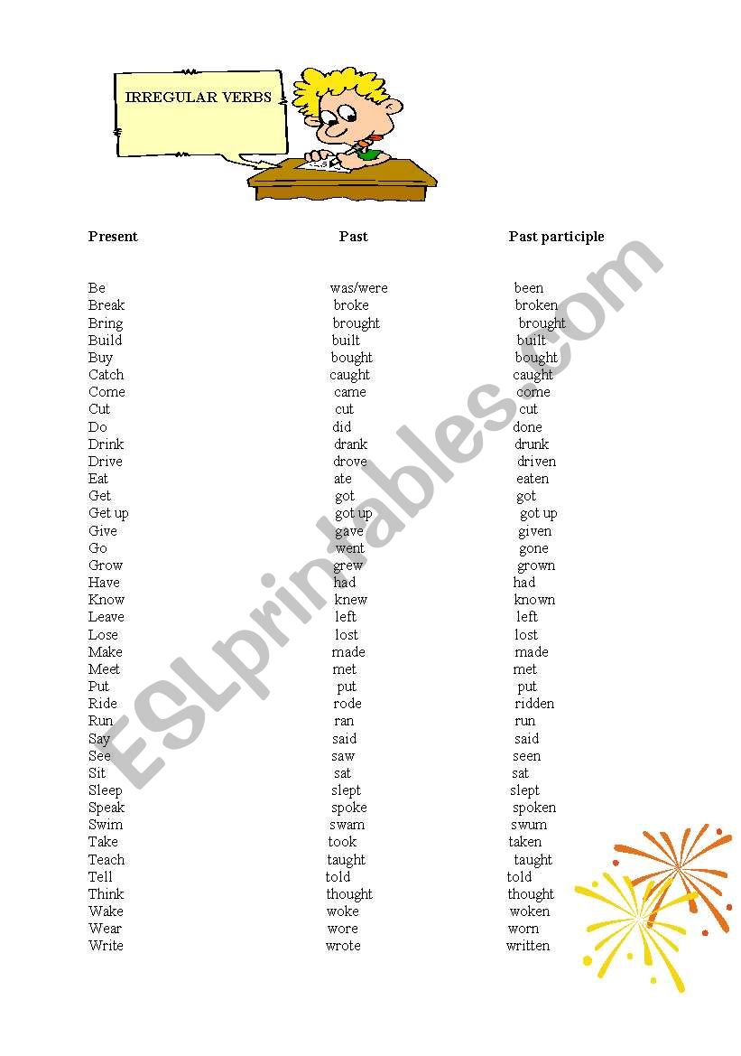 IRREGULAR VERBS worksheet