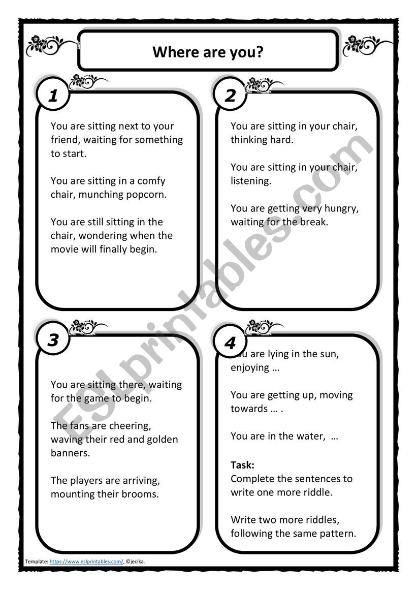 Participle Clauses - Riddles worksheet