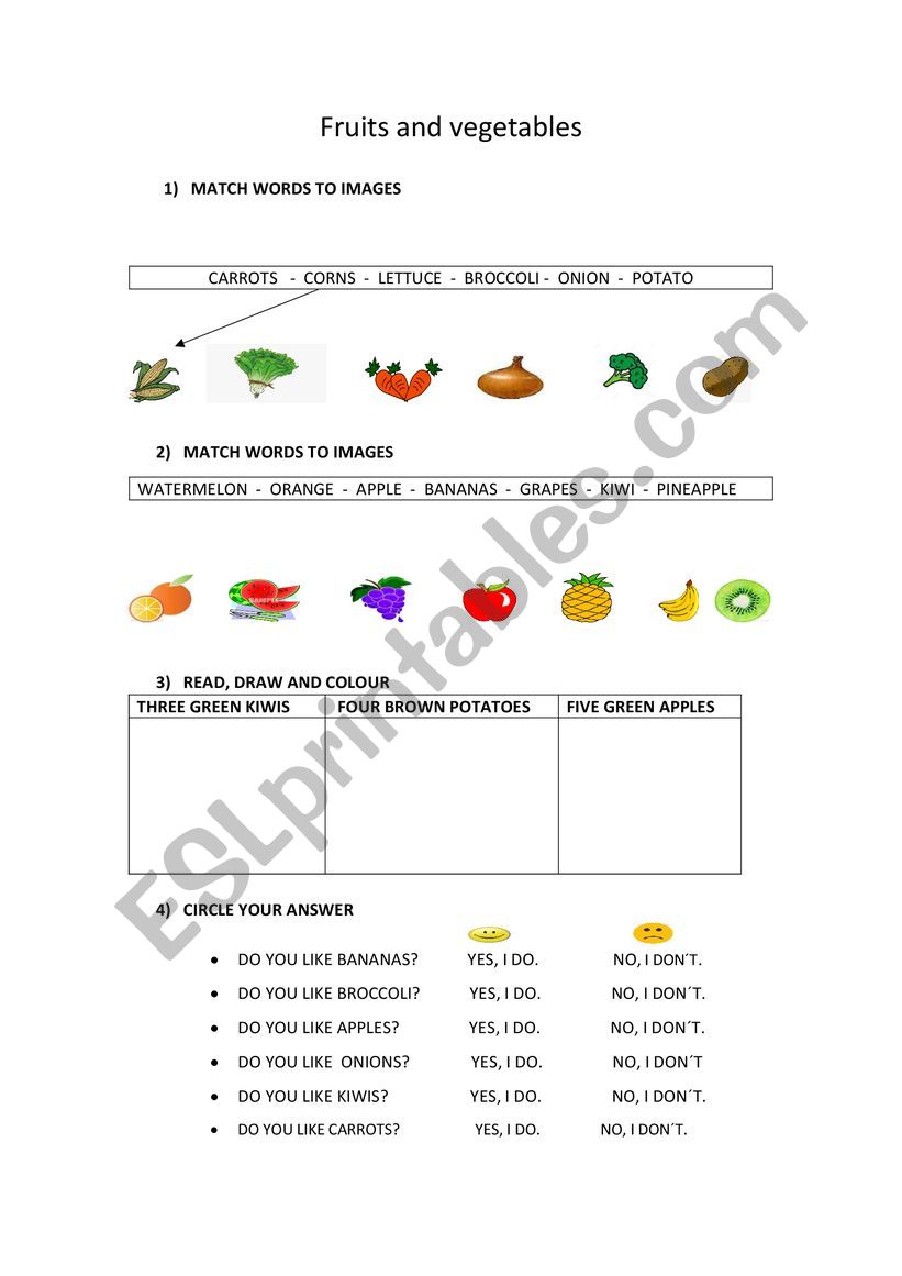 Fruits and vegetables- worksheet