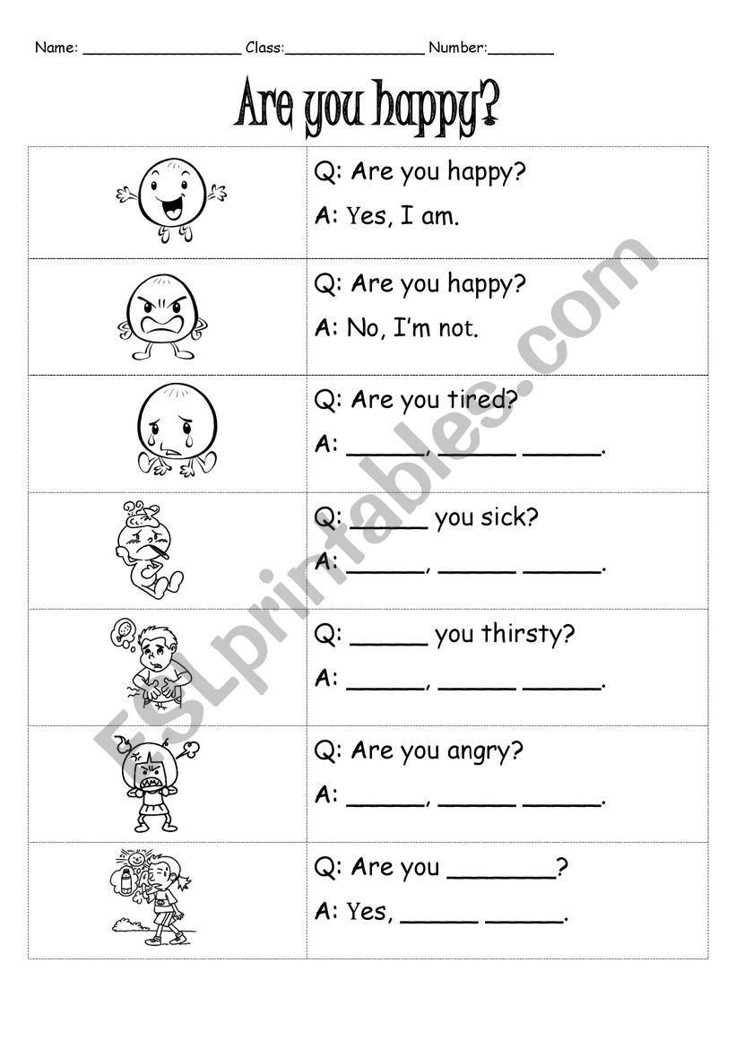 Feelings_Are you...? worksheet