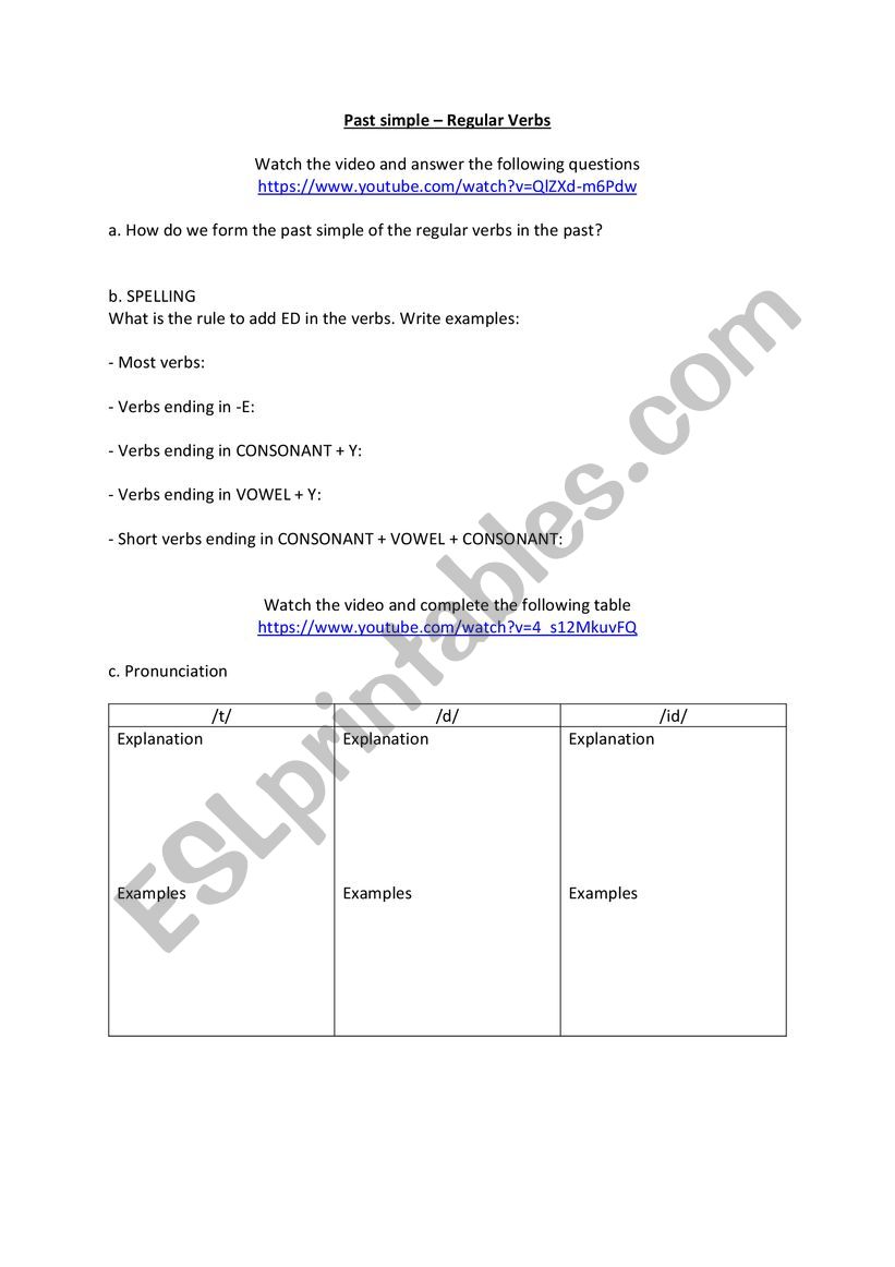 Past Simple worksheet