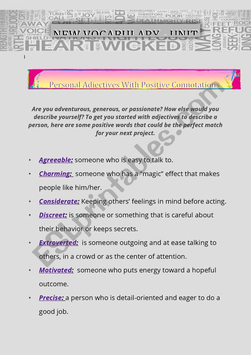 Adjectives worksheet