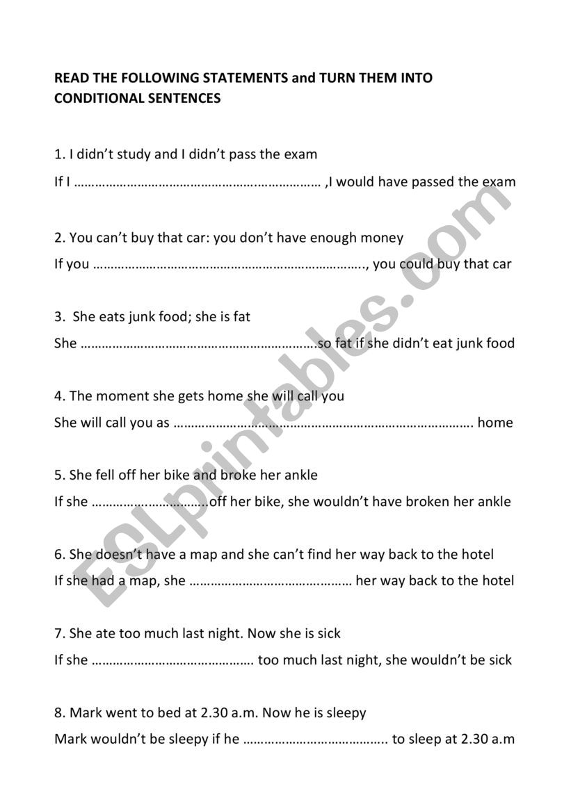 conditionals  worksheet