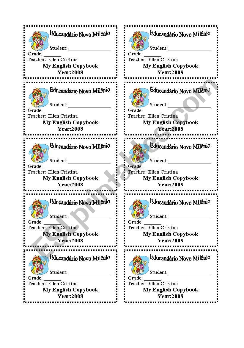 notebook identification worksheet