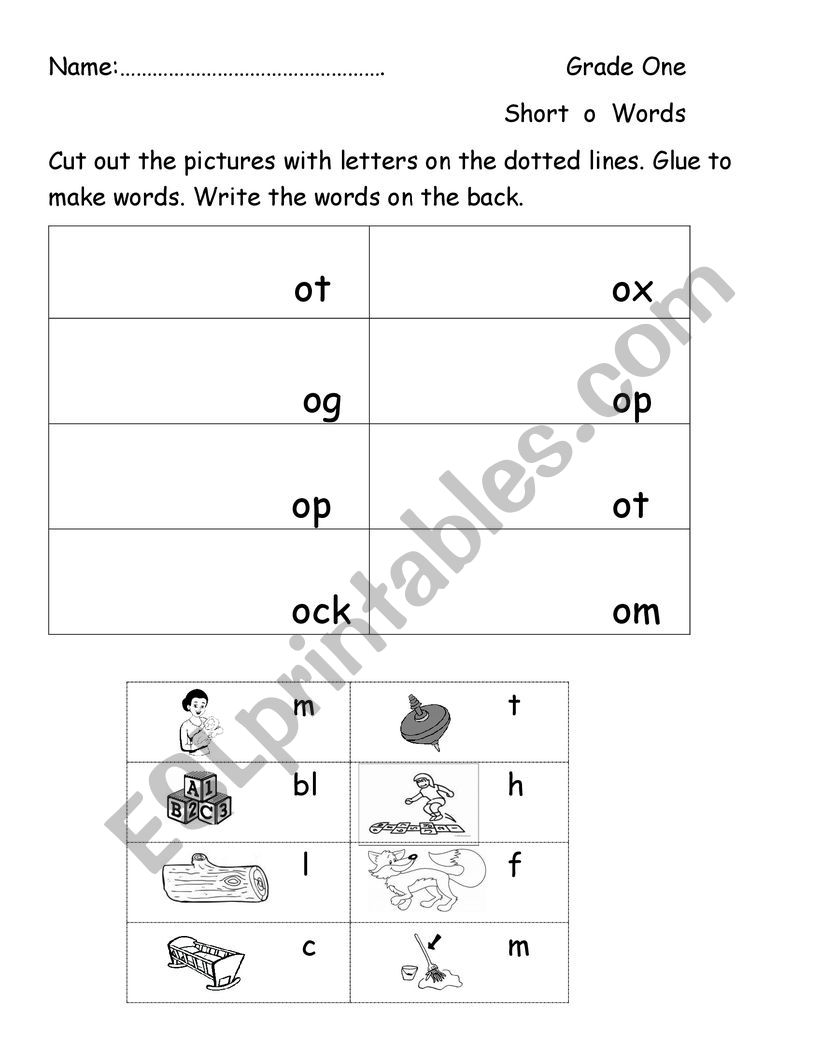 short o worksheet