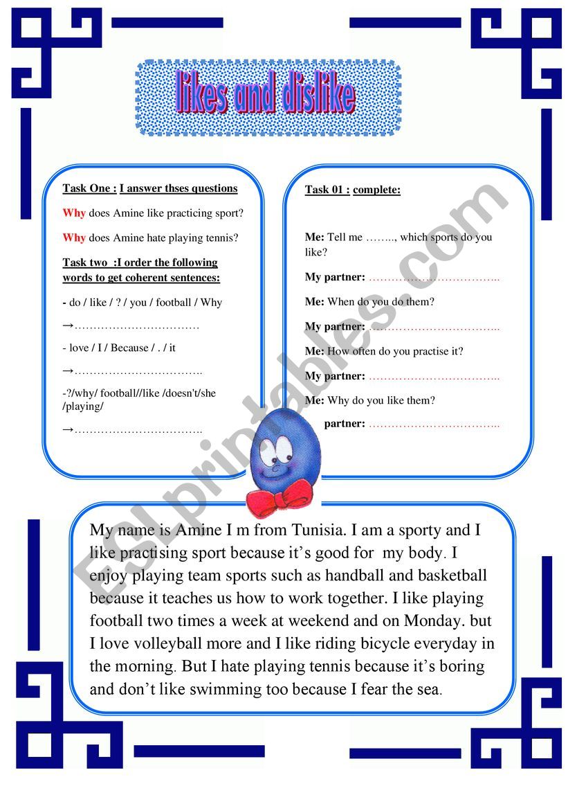  express their likes and dislike in sports and asking and answering about reason.