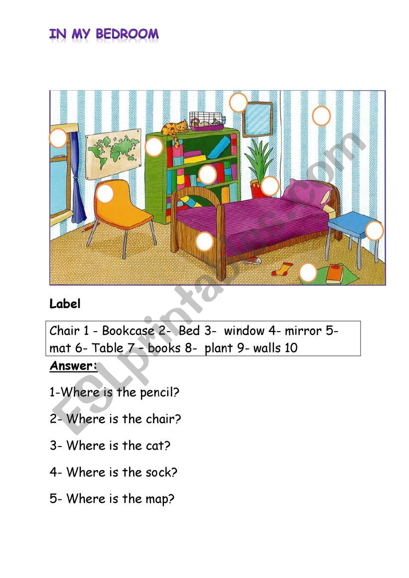 My bedroom worksheet