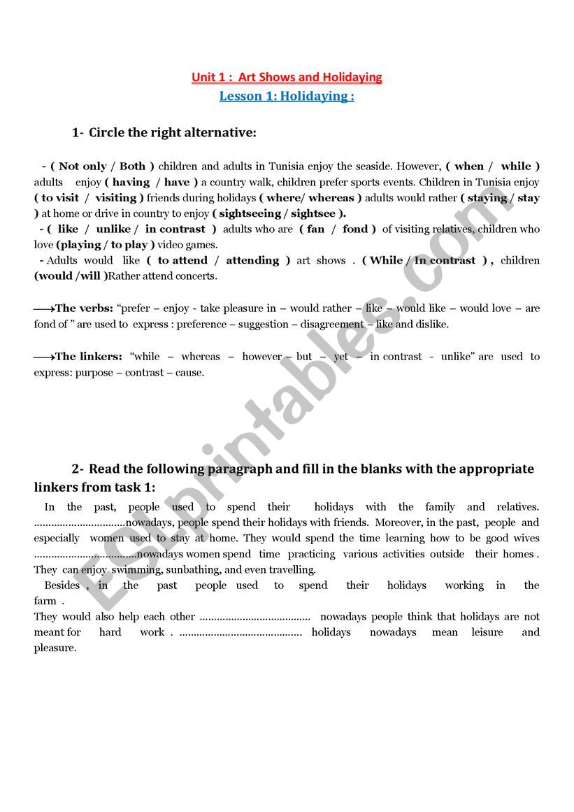 Revision  4th form Unit1 Lesson 1