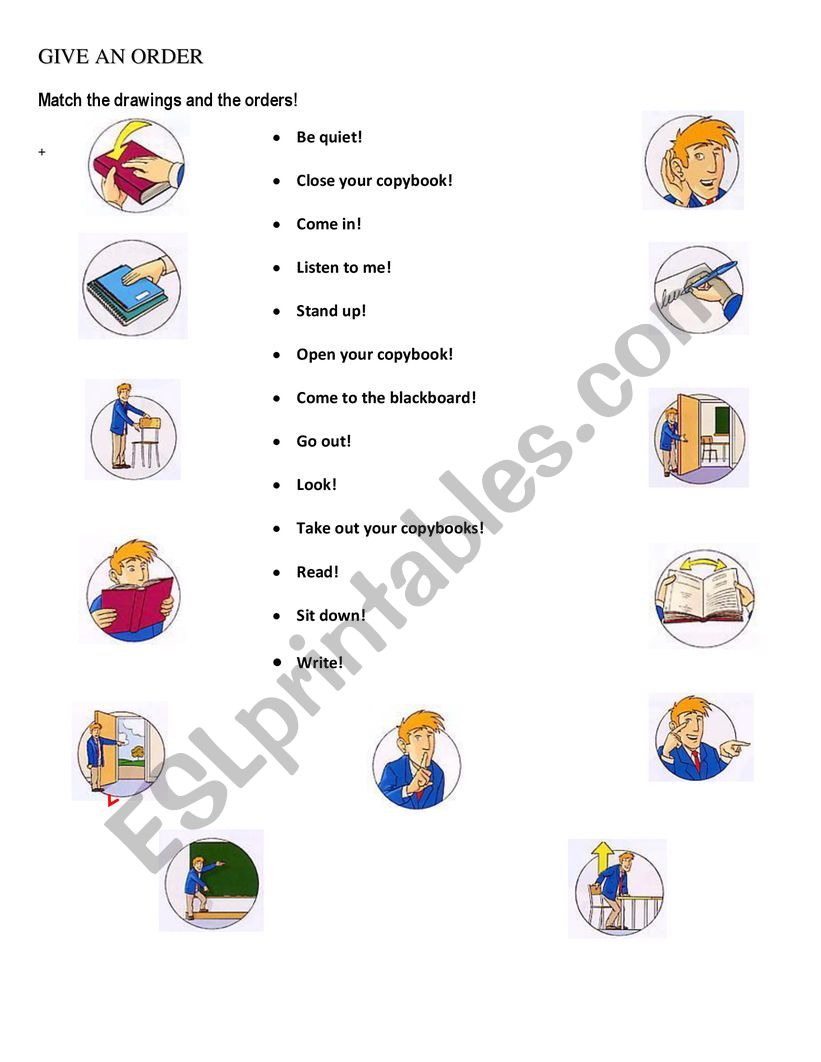 orders classroom English worksheet