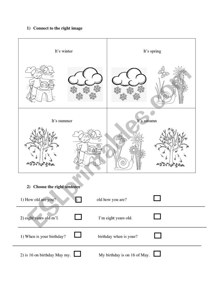 Time and season worksheet