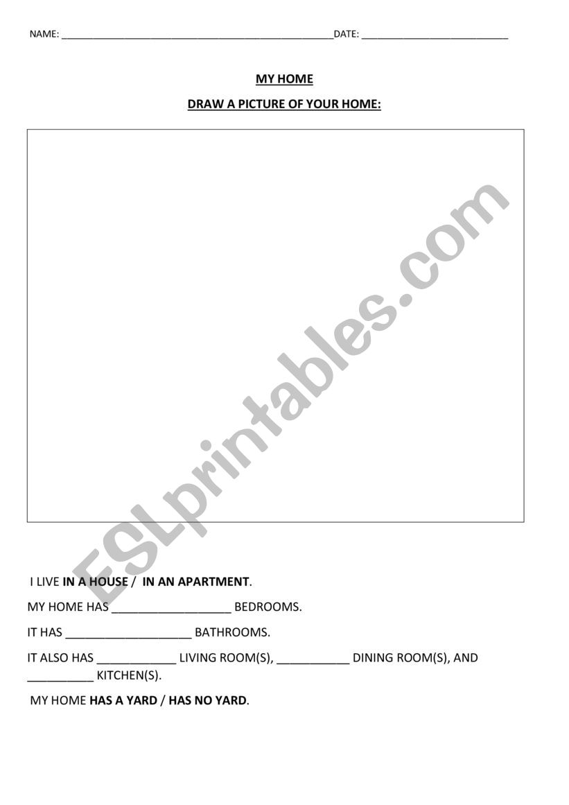 DESCRIBING HOMES worksheet