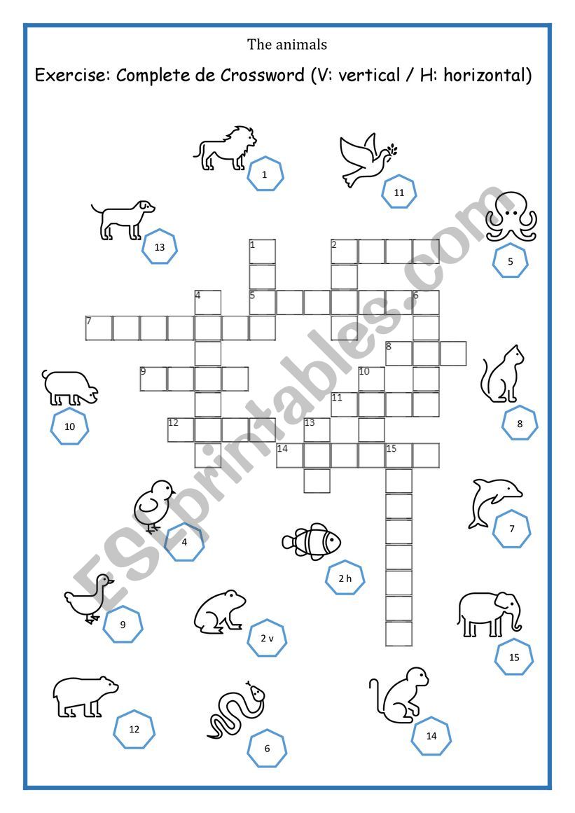 The animals worksheet