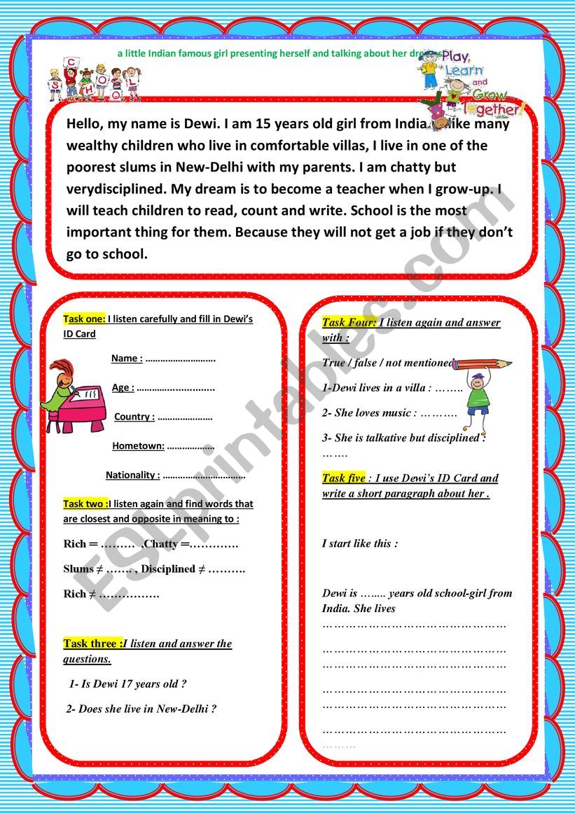 fill into an ID card and describe an outstanding figures personality and dream.
