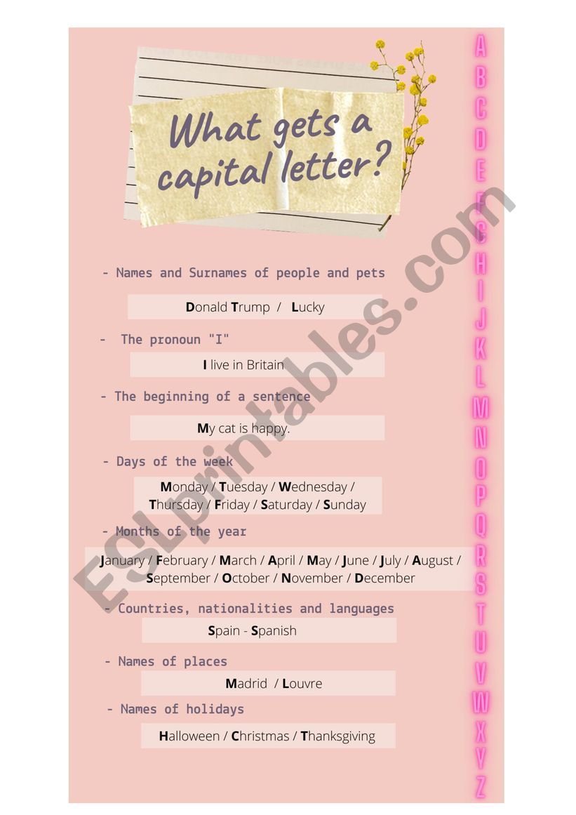 What gets a capital letter? worksheet
