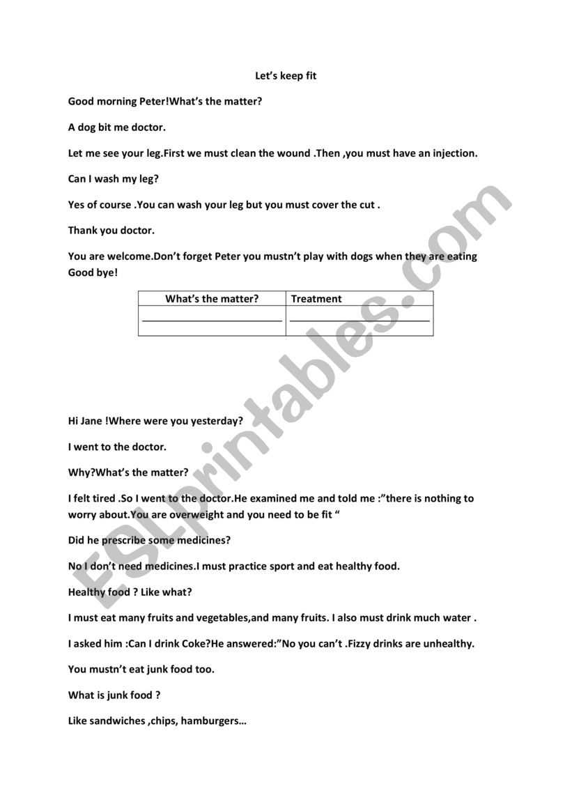 LetÃ¯Â¿Â½s keep fit worksheet