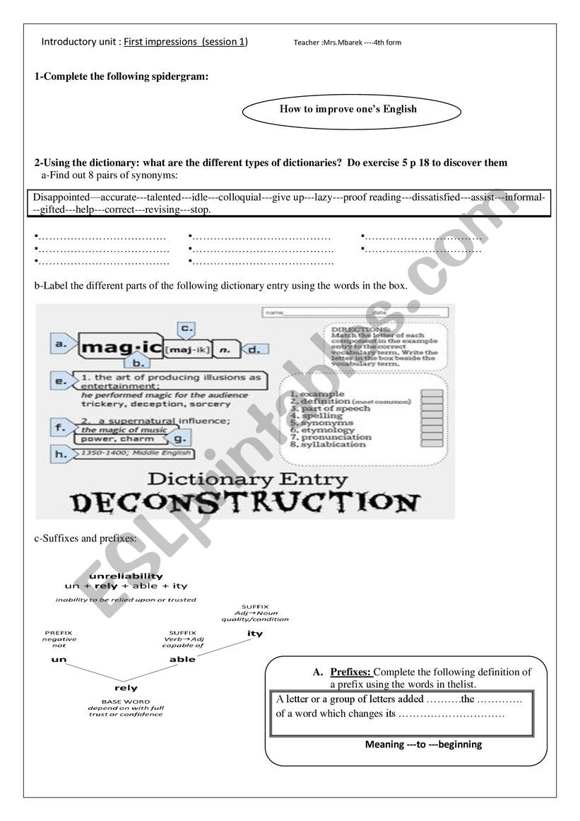 introductory unit: First impression (part 1)