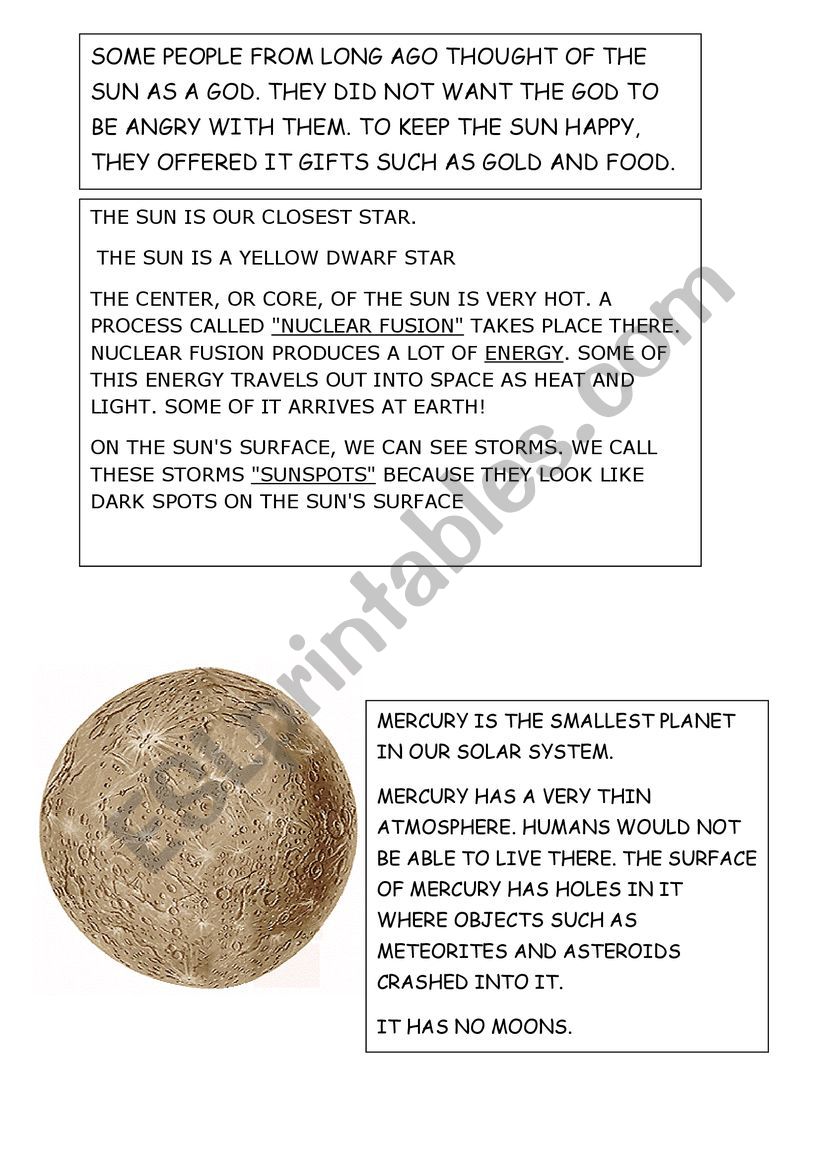 easy planets worksheet