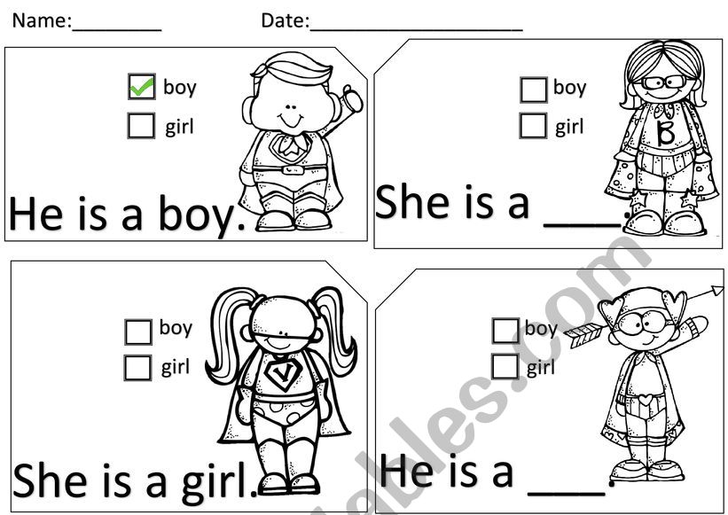 HE SHE worksheet