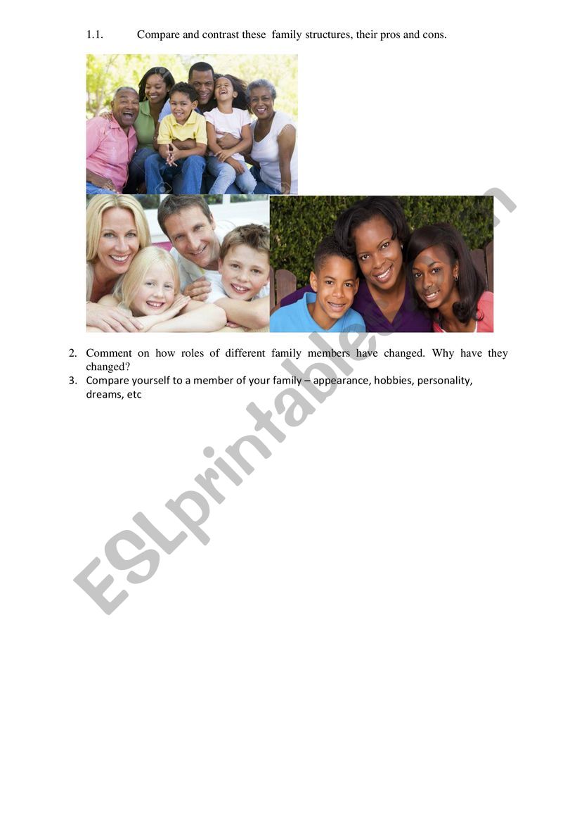 FAMILY worksheet