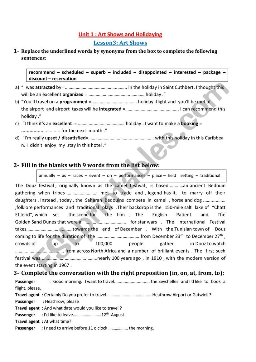 Revision 4th form Unit1 Lesson 3 + 4