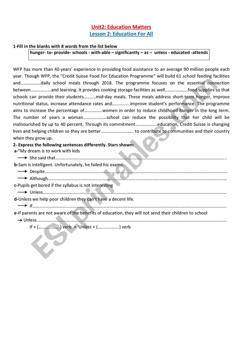 Revision  4th form Unit2 Lesson 2