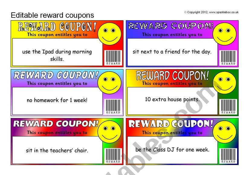 Class Coupons worksheet