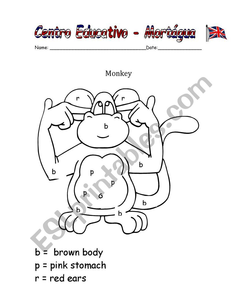 Colour the Mokey worksheet