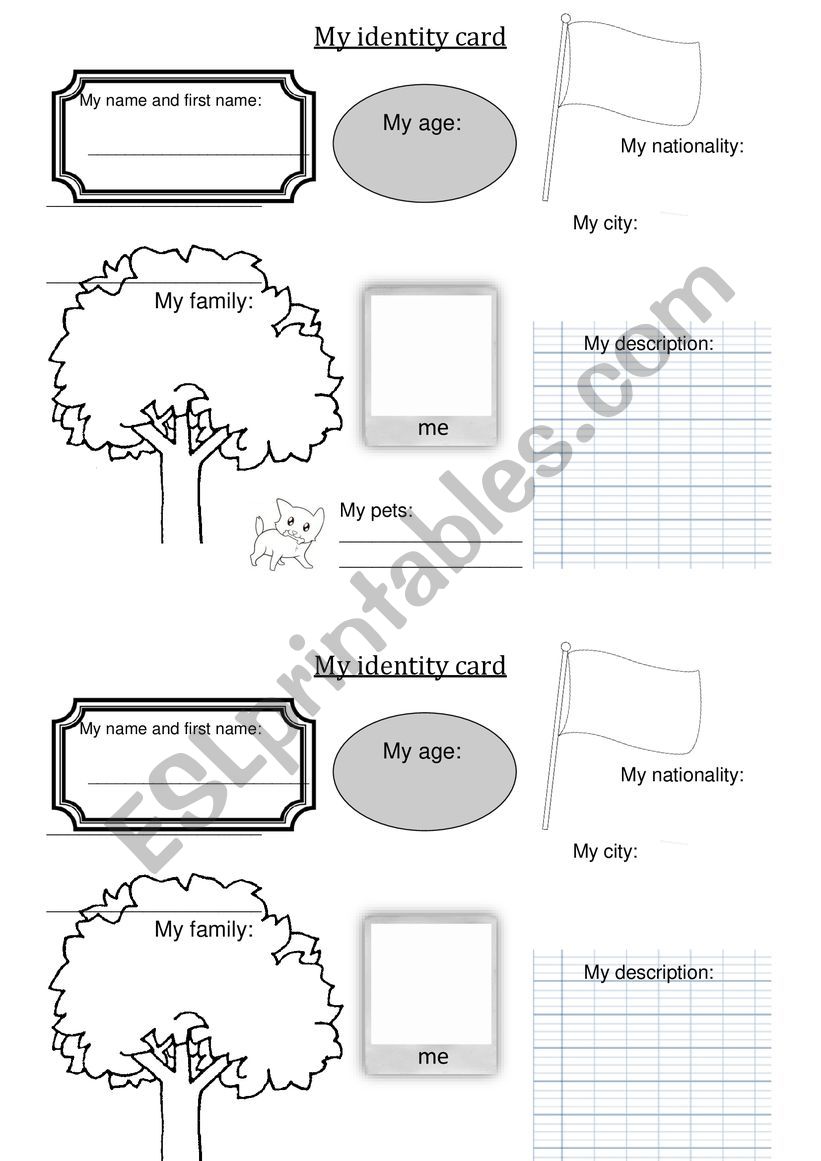 My identity card worksheet