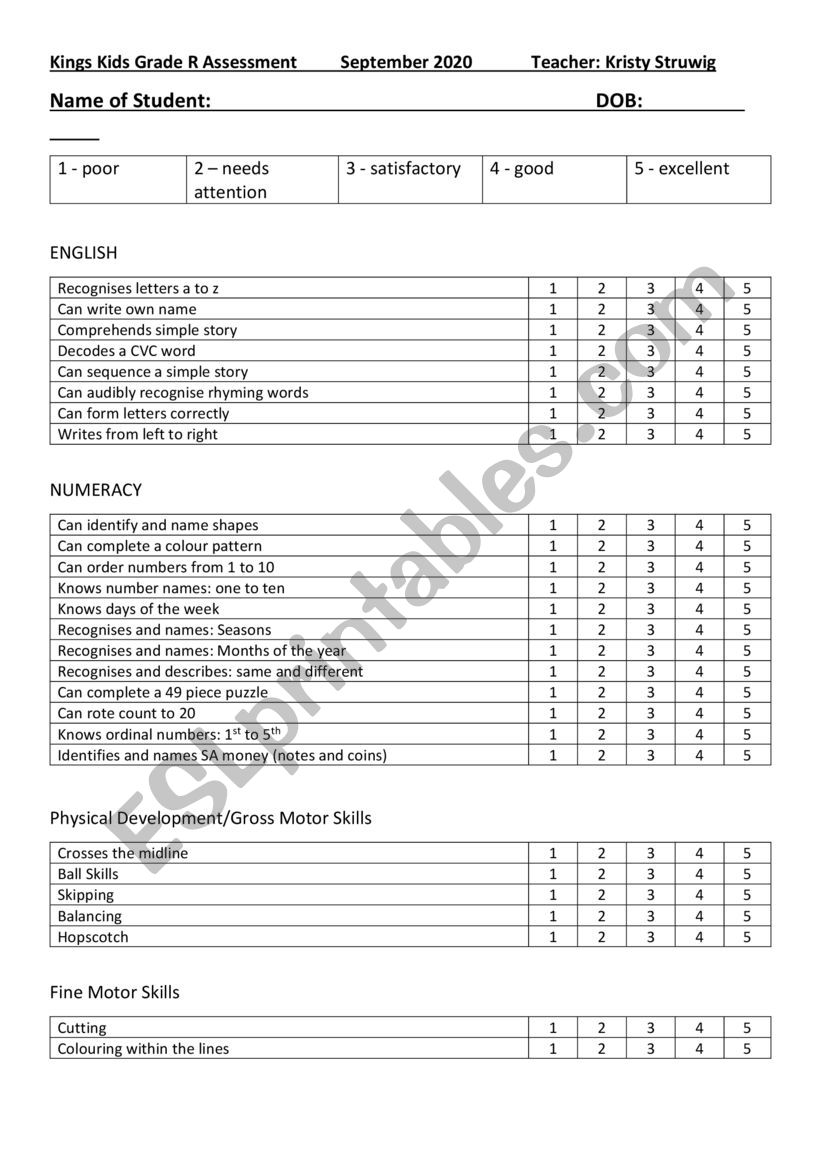 cherie  worksheet