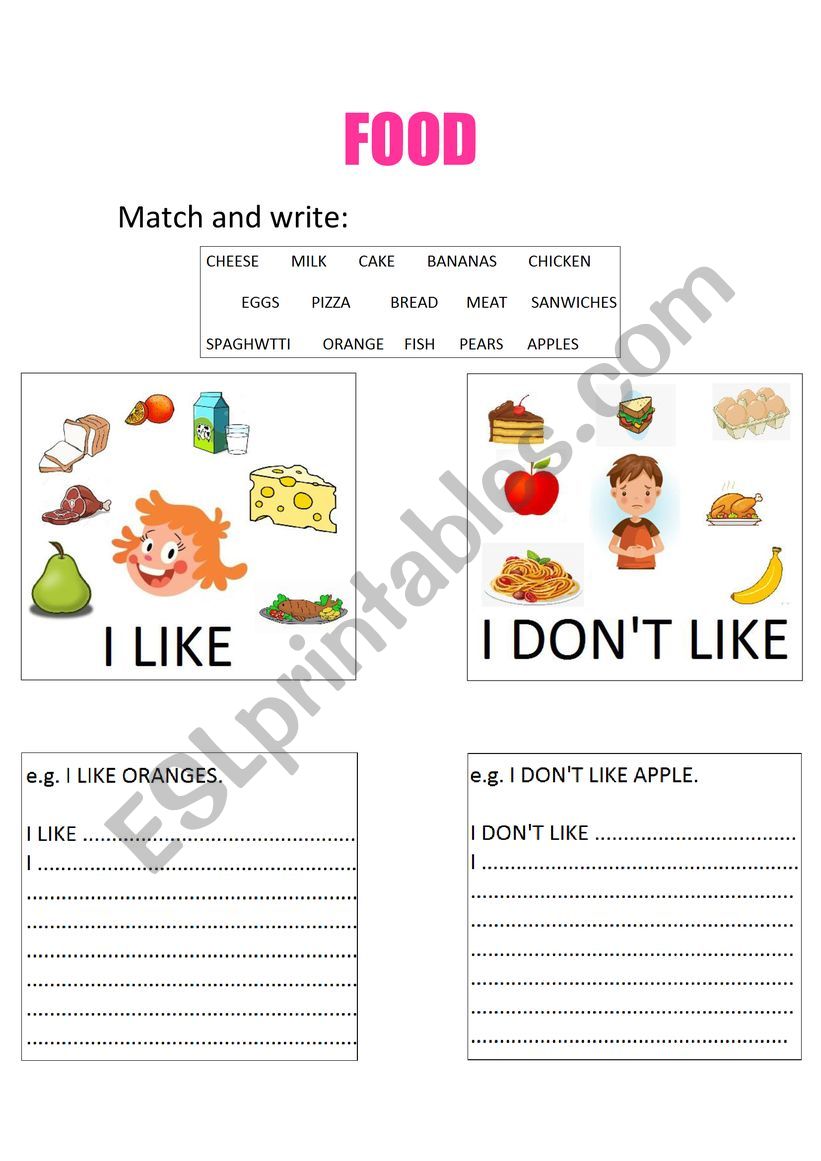 I LIKE... worksheet