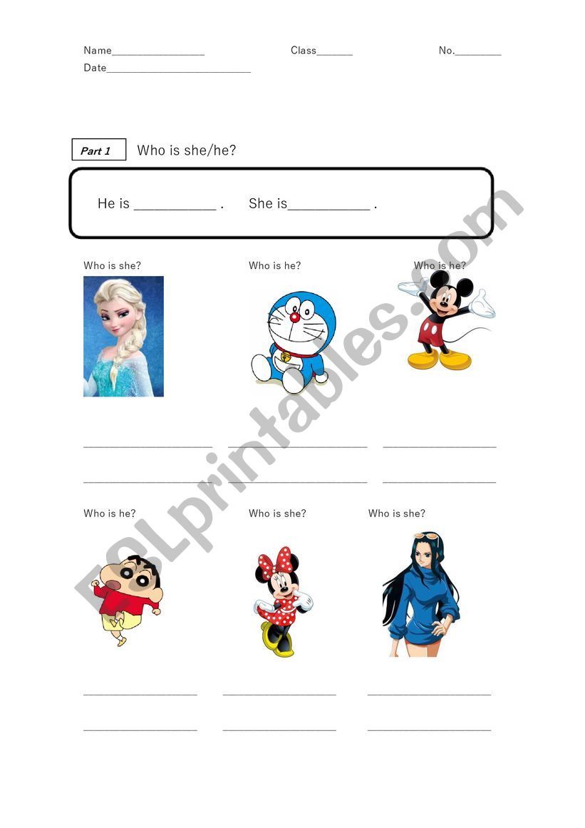 Who is she/he? worksheet