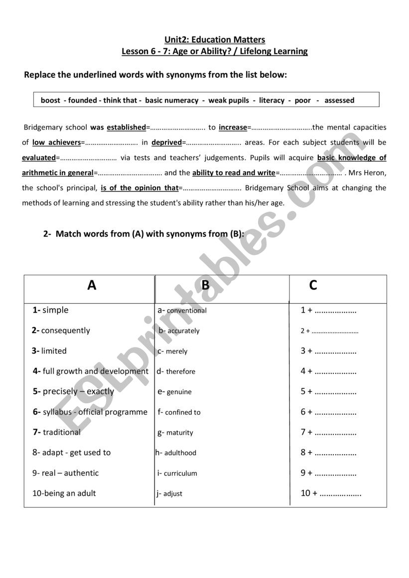 Revision  4th form Unit2 Lesson 6 + 7