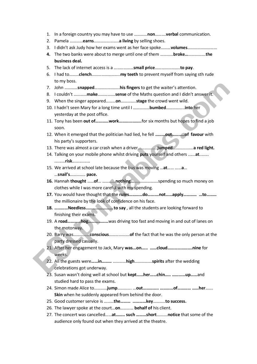 answers for the phrases worksheet