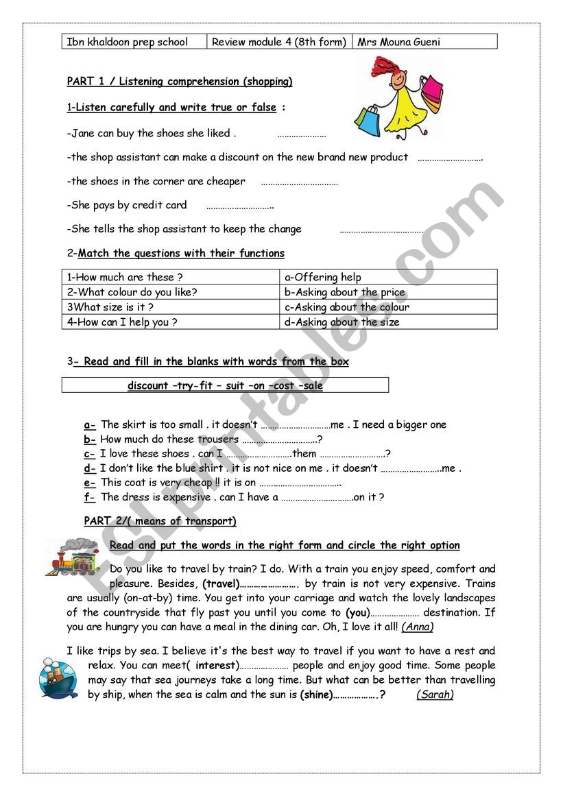 review 9th forms/ SEPTEMBER  worksheet