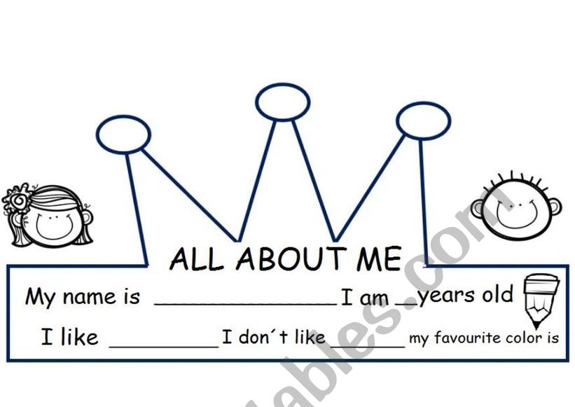 All about me infantil worksheet