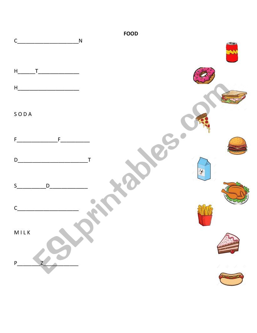 FOOD worksheet