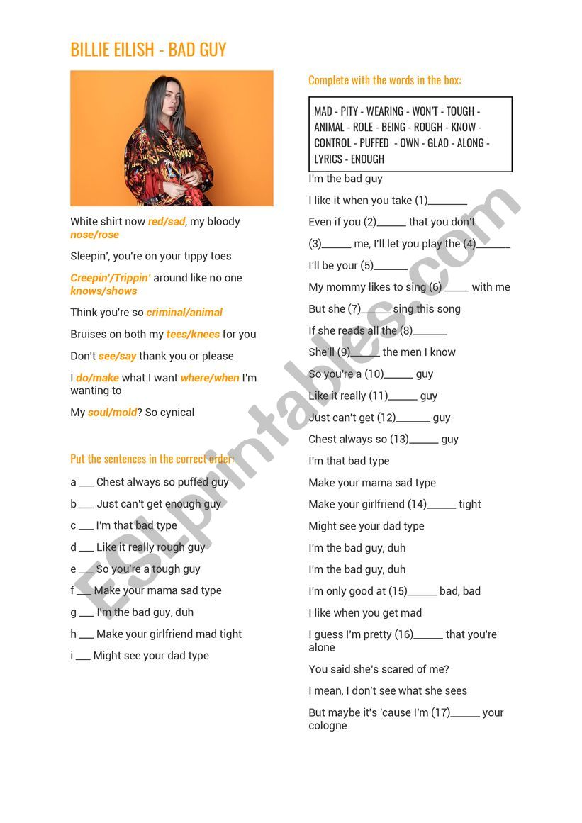 worksheet song worksheet