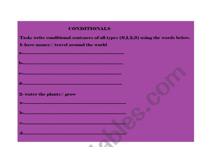 conditionals worksheet