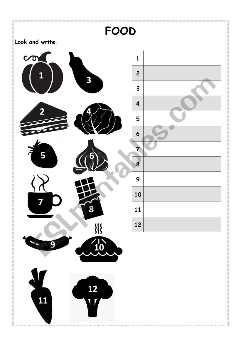 Food worksheet