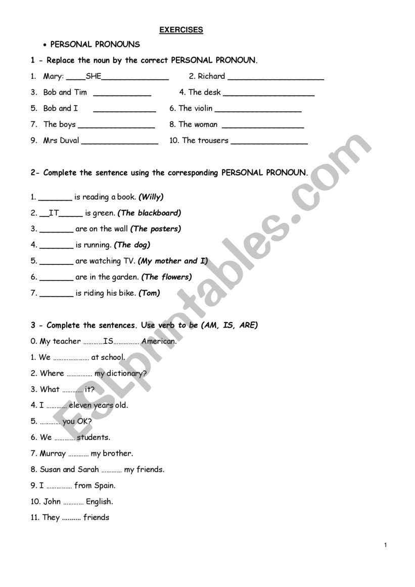 VERB TO BE worksheet