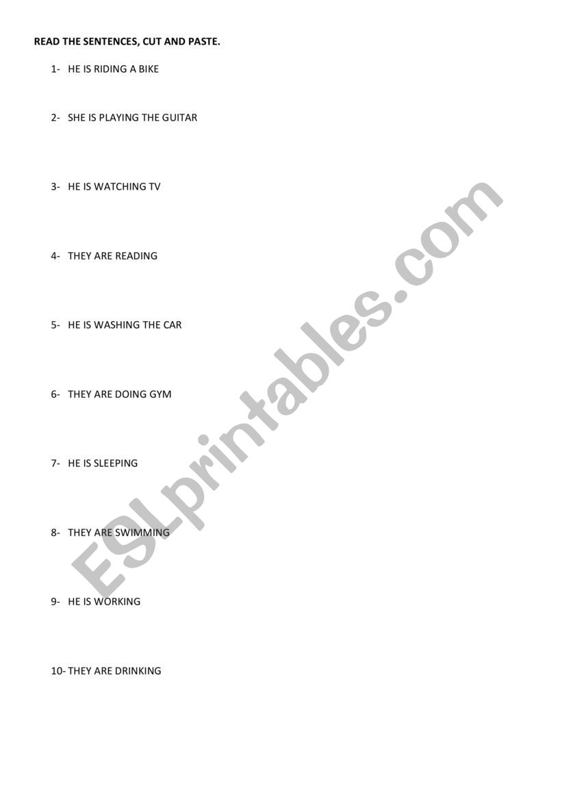 PRESENT CONTINUOUS ELEMENTARY worksheet