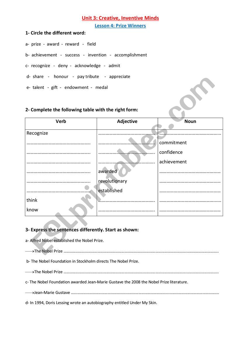 Revision  4th form Unit3 Lesson 4