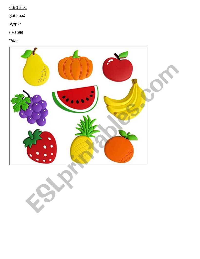 Fruits worksheet