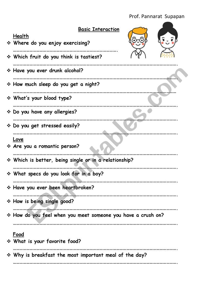 Basic Interaction worksheet