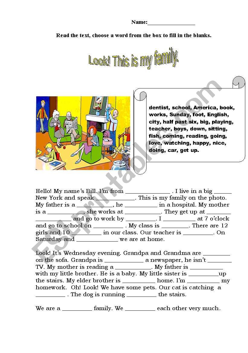 Look! This is my family. worksheet