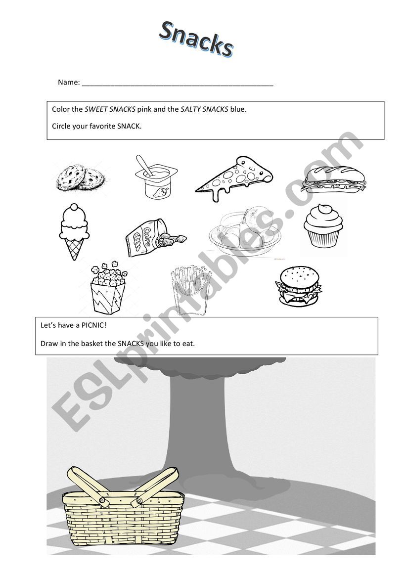 Snacks worksheet